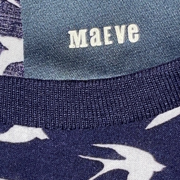 MAUVE ANTHRO RED WHITE & BLUE SWALLOW BIRDS BLOUSE Sz. 2 - Picture 10 of 12